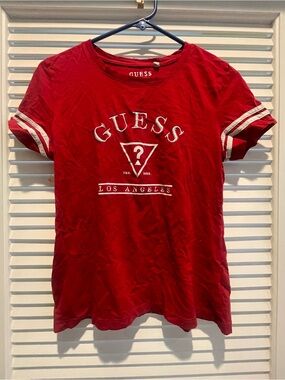 Guess Red Graphic Tee with White Logo